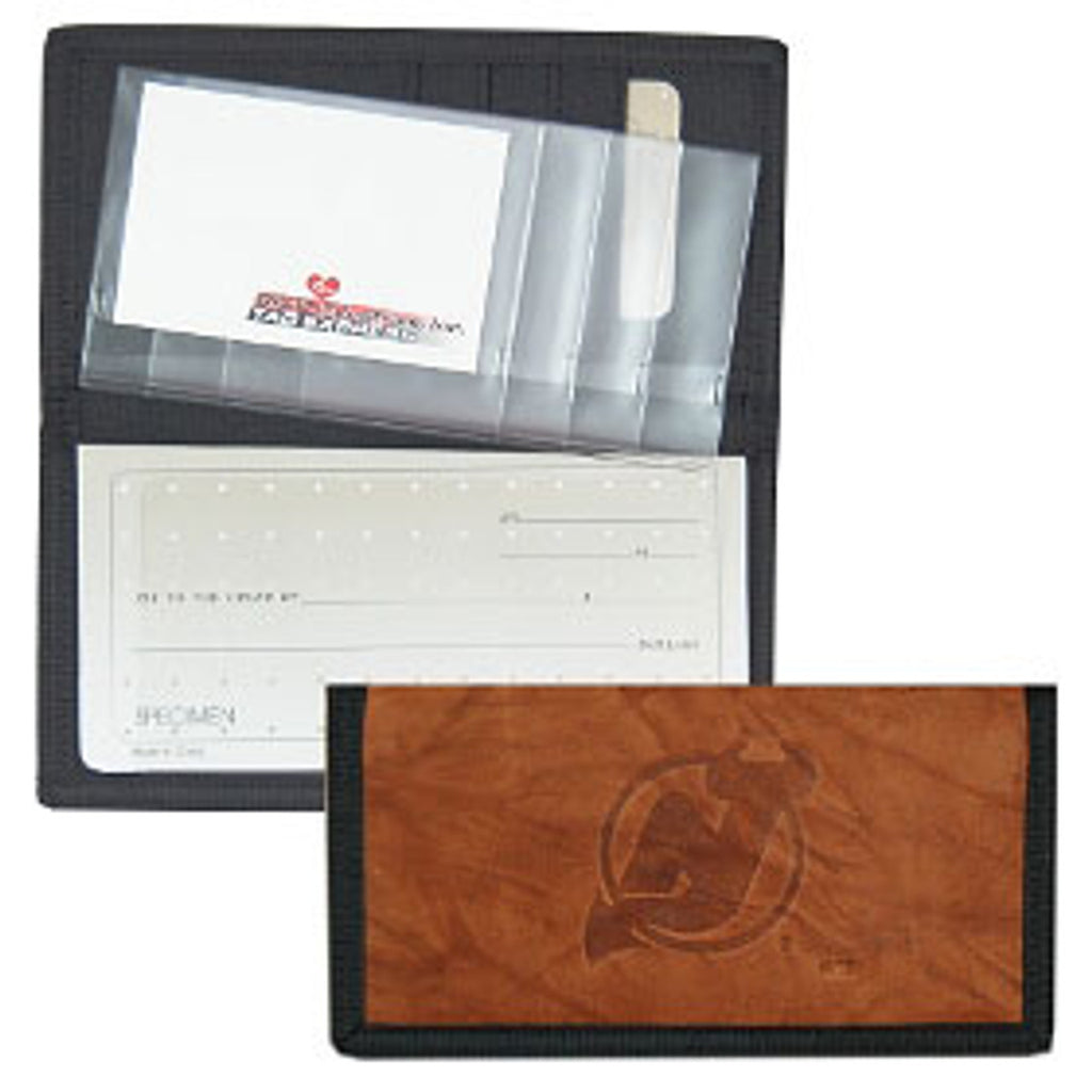 New Jersey Devils Checkbook Cover Leather/Nylon Embossed CO
