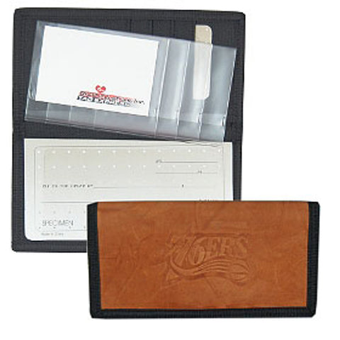 Philadelphia 76ers Checkbook Cover Leather/Nylon Embossed CO