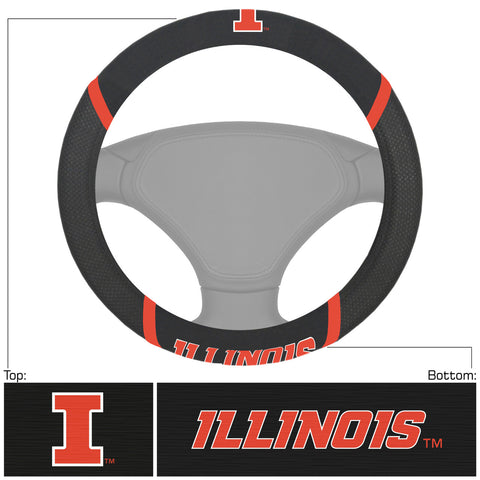 Illinois Fighting Illini Steering Wheel Cover Mesh/Stitched