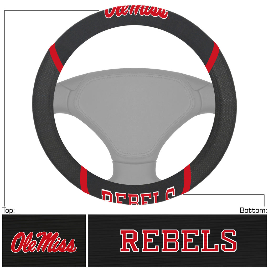 Mississippi Rebels Steering Wheel Cover Mesh/Stitched