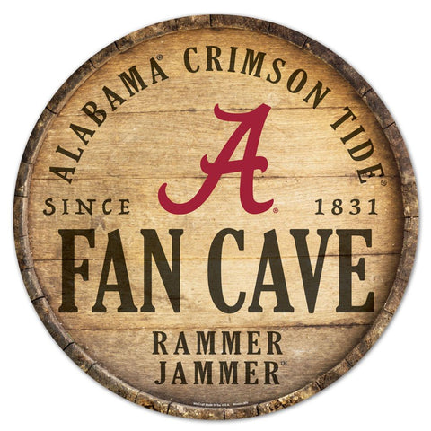 Alabama Crimson Tide Sign Wood 14 Inch Round Barrel Top Design