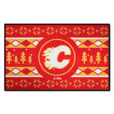 Calgary Flames Holiday Sweater Starter Mat Accent Rug - 19in. x 30in.
