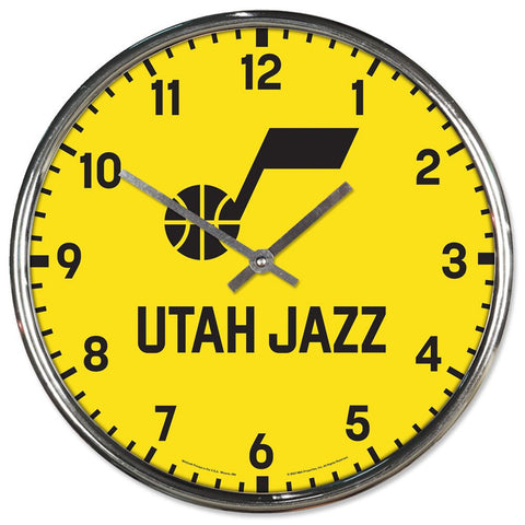 Utah Jazz Clock Round Wall Style Chrome