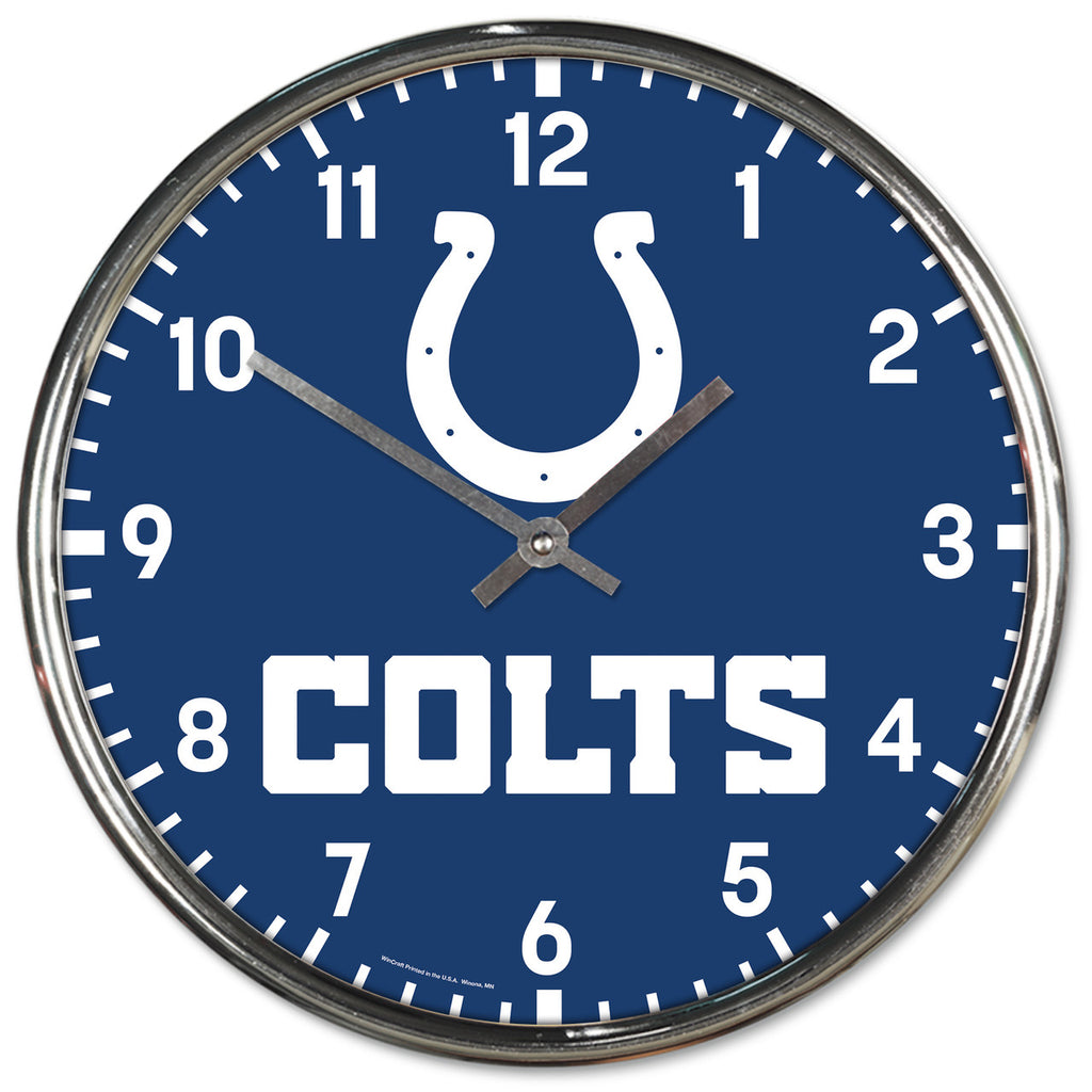 Indianapolis Colts Round Chrome Wall Clock