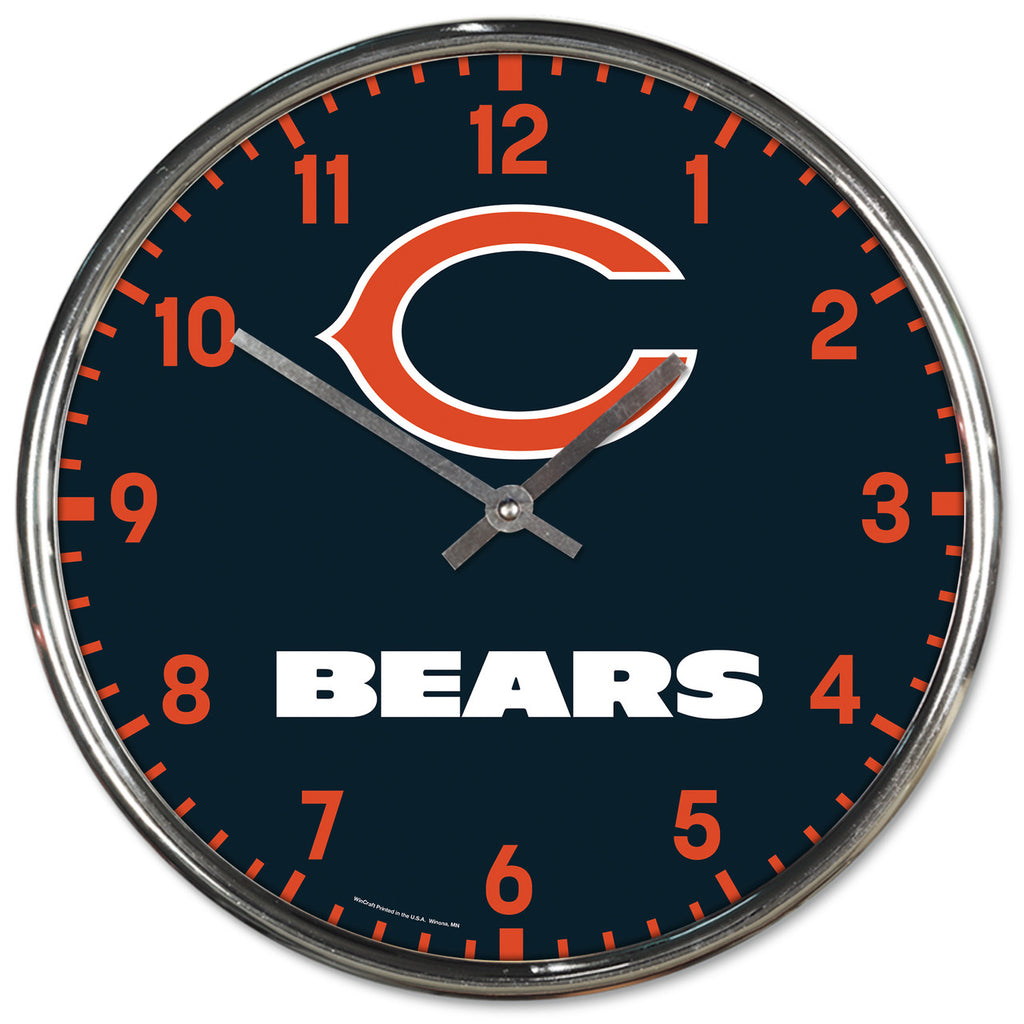 Chicago Bears Round Chrome Wall Clock