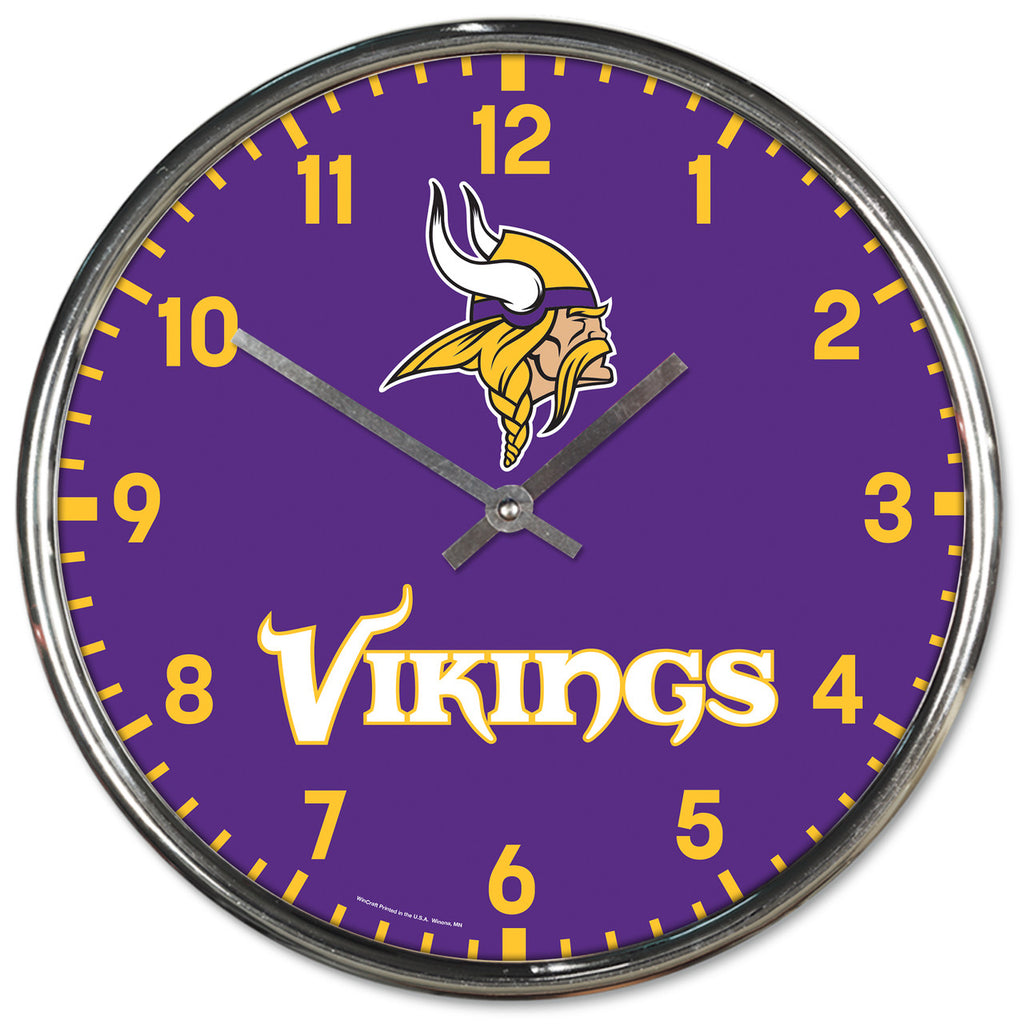 Minnesota Vikings Round Chrome Wall Clock