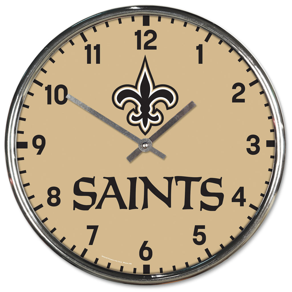 New Orleans Saints Round Chrome Wall Clock