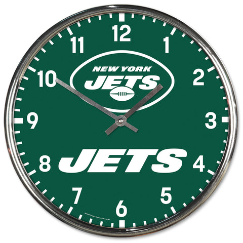 New York Jets Round Chrome Wall Clock