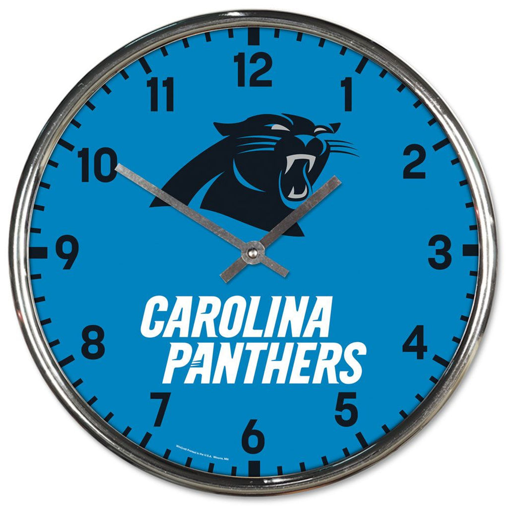 Carolina Panthers Round Chrome Wall Clock