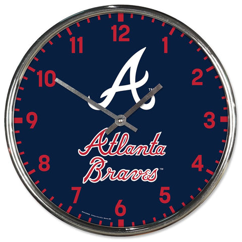 Atlanta Braves Clock Round Wall Style Chrome