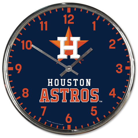 Houston Astros Clock Round Wall Style Chrome