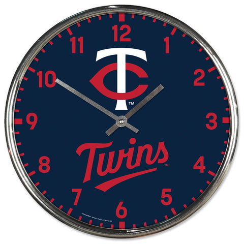 Minnesota Twins Clock Round Wall Style Chrome