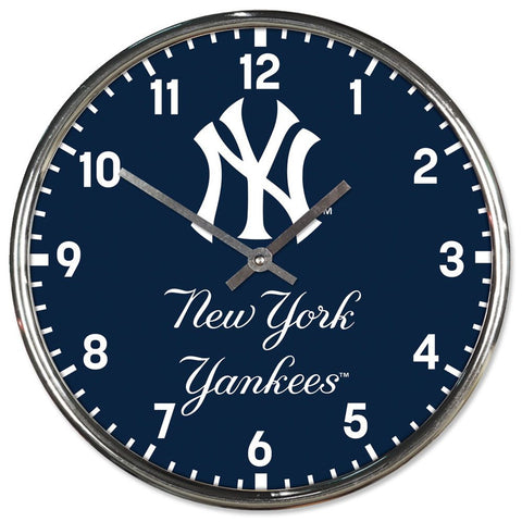 New York Yankees Round Chrome Wall Clock