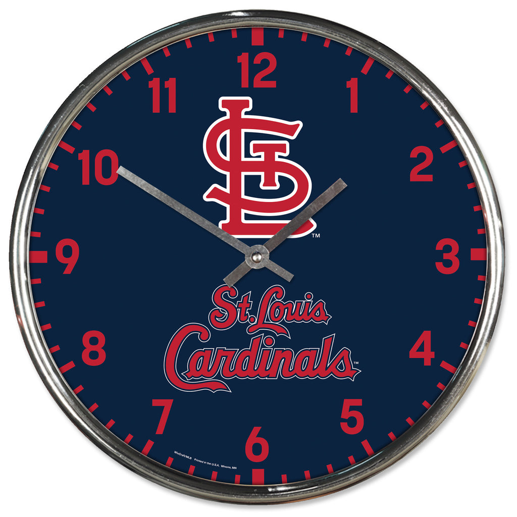 St. Louis Cardinals Round Chrome Wall Clock