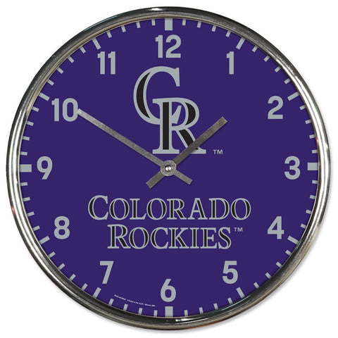 Colorado Rockies Clock Round Wall Style Chrome