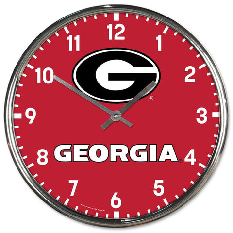 Georgia Bulldogs Clock Round Wall Style Chrome