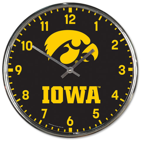 Iowa Hawkeyes Round Chrome Wall Clock