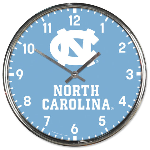 North Carolina Tar Heels Round Chrome Wall Clock