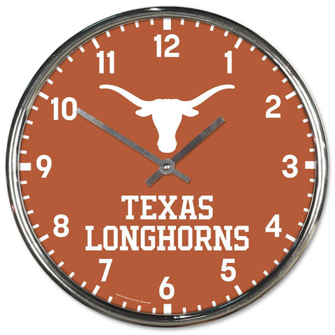 Texas Longhorns Clock Round Wall Style Chrome