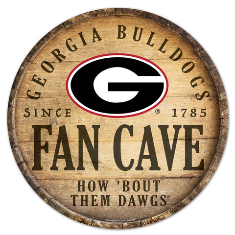 Georgia Bulldogs Sign Wood 14 Inch Round Barrel Top Design