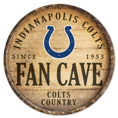 Indianapolis Colts Sign Wood 14 Inch Round Barrel Top Design
