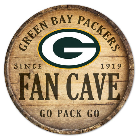 Green Bay Packers Sign Wood 14 Inch Round Barrel Top Design