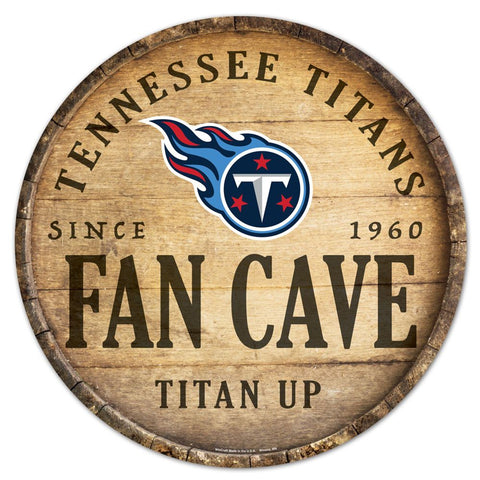 Tennessee Titans Sign Wood 14 Inch Round Barrel Top Design
