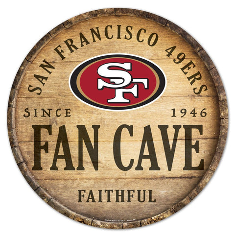 San Francisco 49ers Sign Wood 14 Inch Round Barrel Top Design