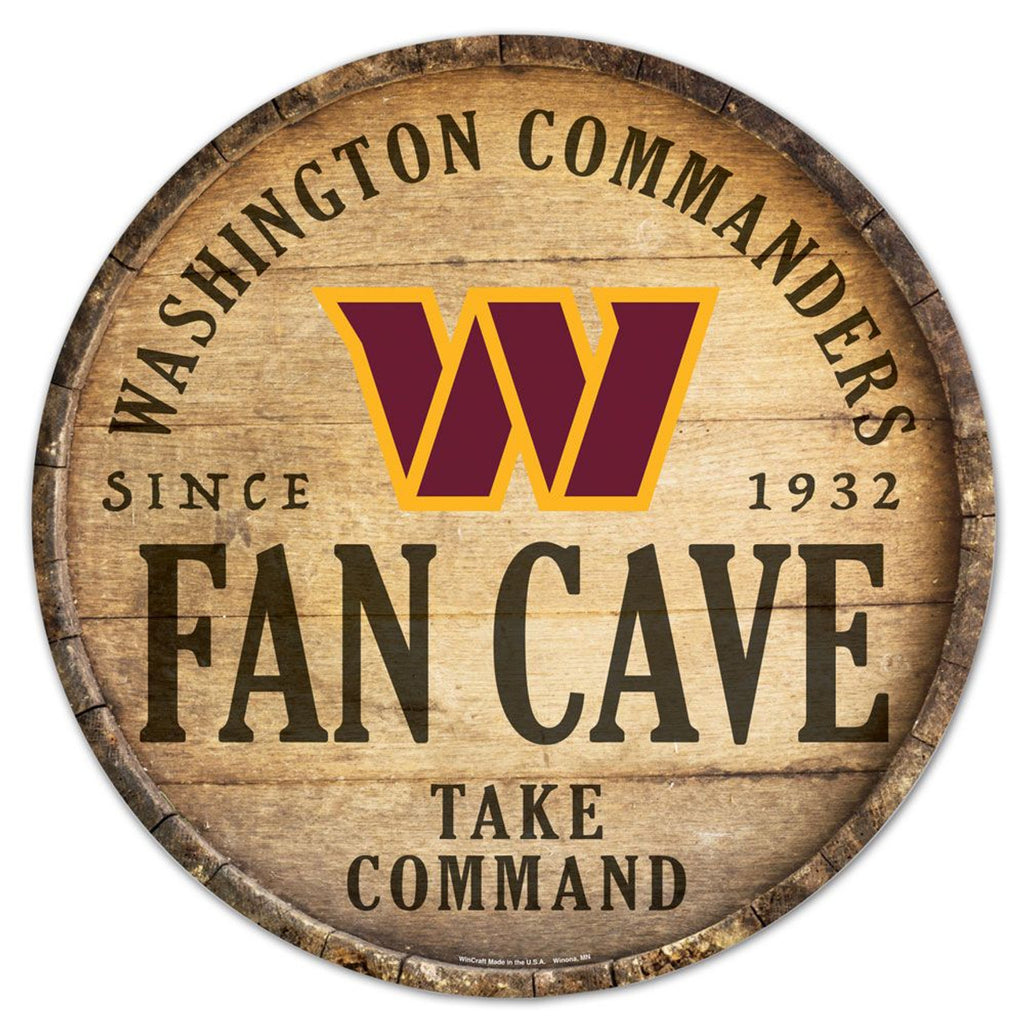 Washington Commanders Sign Wood 14 Inch Round Barrel Top Design