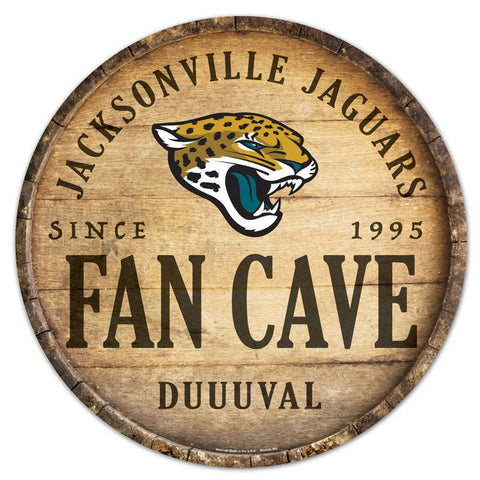 Jacksonville Jaguars Sign Wood 14 Inch Round Barrel Top Design