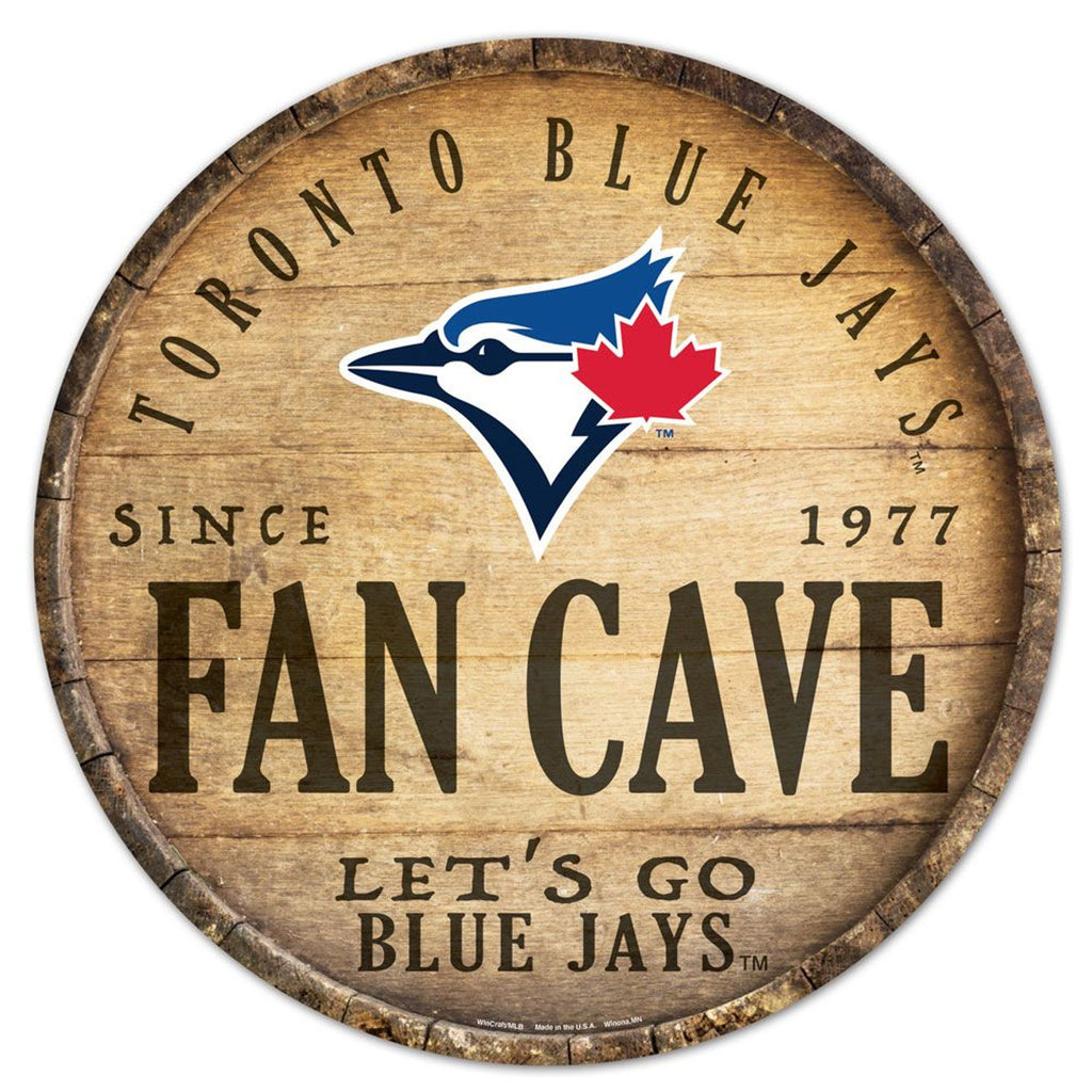 Toronto Blue Jays Sign Wood 14 Inch Round Barrel Top Design - Special Order