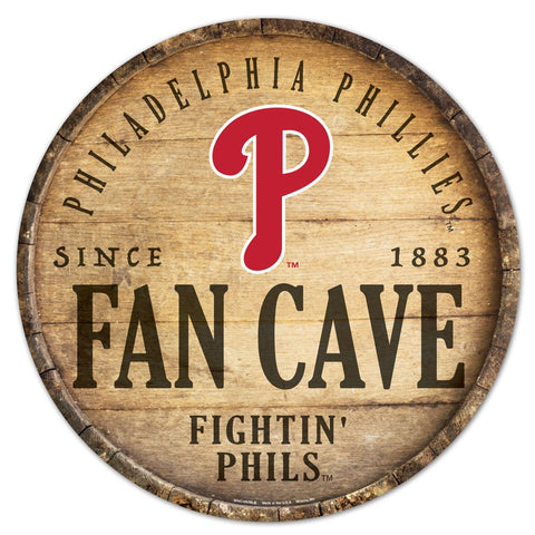 Philadelphia Phillies Sign Wood 14 Inch Round Barrel Top Design