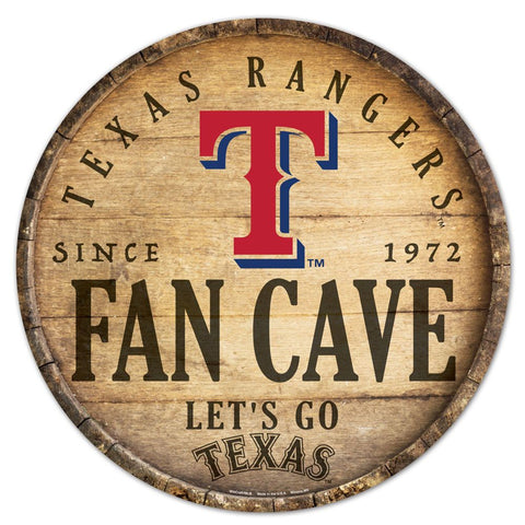 Texas Rangers Sign Wood 14 Inch Round Barrel Top Design