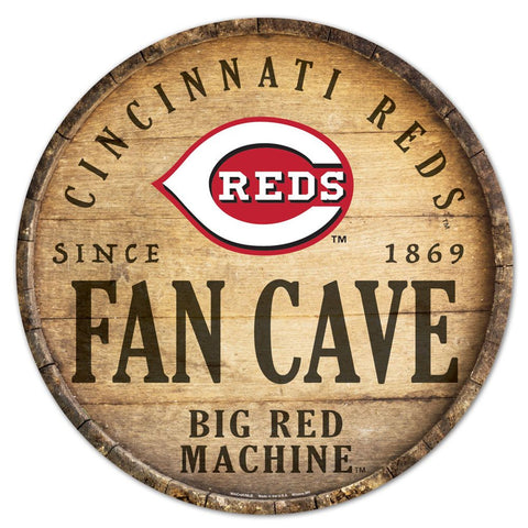 Cincinnati Reds Sign Wood 14 Inch Round Barrel Top Design - Special Order