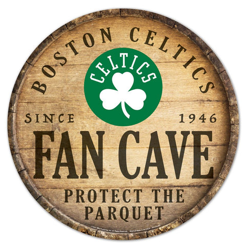 Boston Celtics Sign Wood 14 Inch Round Barrel Top Design - Special Order