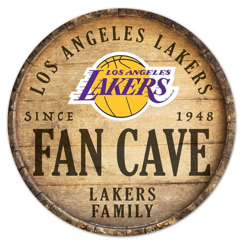 Los Angeles Lakers Sign Wood 14 Inch Round Barrel Top Design - Special Order