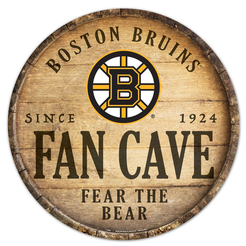 Boston Bruins Sign Wood 14 Inch Round Barrel Top Design - Special Order