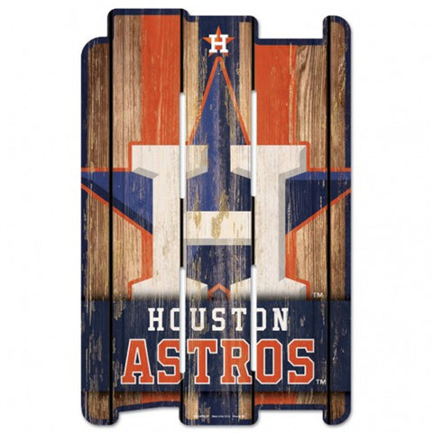 Houston Astros Sign 11x17 Wood Fence Style