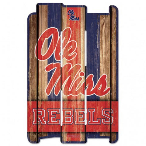 Mississippi Rebels Sign 11x17 Wood Fence Style - Special Order