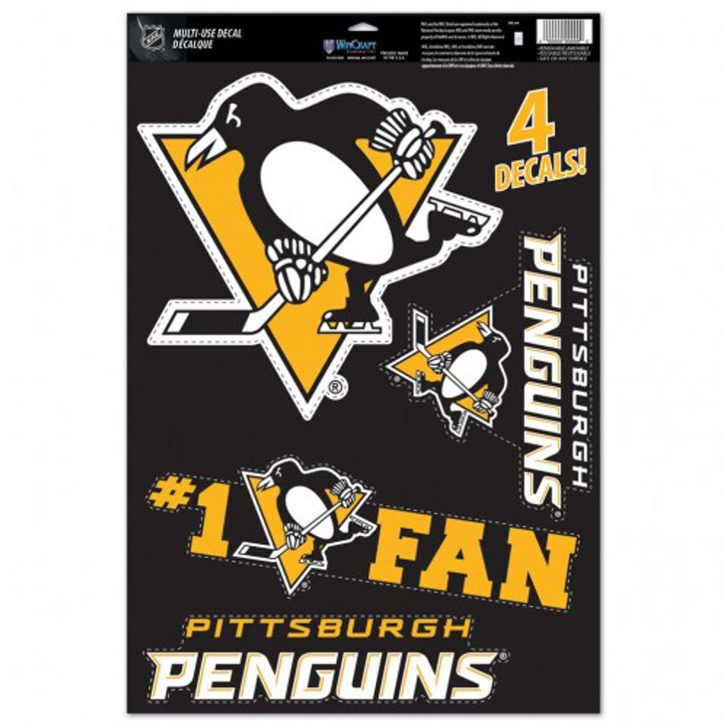 PIttsburgh Penguins Decal 11x17 Multi Use Cut to Logo 4 Decals - Special Order