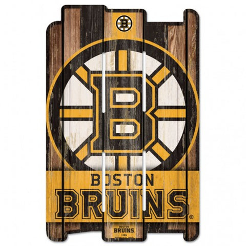 Boston Bruins Sign 11x17 Wood Fence Style