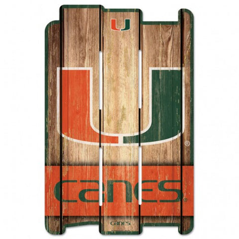 Miami Hurricanes Sign 11x17 Wood Fence Style - Special Order