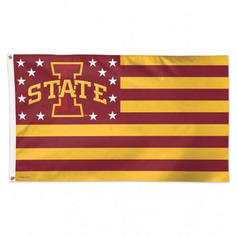 Iowa State Cyclones Flag 3x5 Deluxe Style Stars and Stripes Design - Special Order