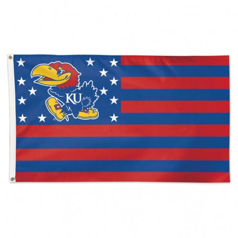 Kansas Jayhawks Flag 3x5 Deluxe Style Stars and Stripes Design - Special Order