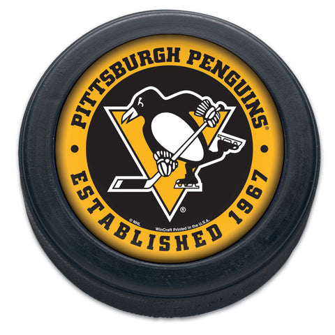 Pittsburgh Penguins Hockey Puck Packaged Est 1967 Design
