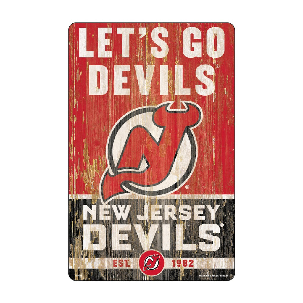 New Jersey Devils Sign 11x17 Wood Slogan Design