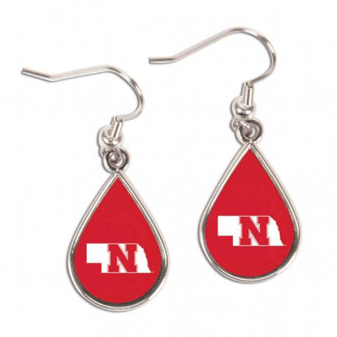 Nebraska Cornhuskers Earrings Tear Drop Style - Special Order