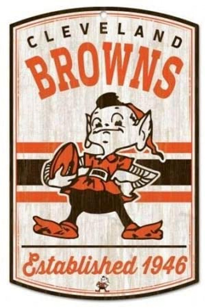 Cleveland Browns Sign 11x17 Wood Classic Logo Retro
