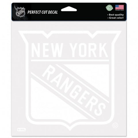 New York Rangers Decal 8x8 Perfect Cut White