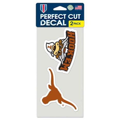 Texas Longhorns Decal 4x4 Perfect Cut Set of 2 - Special Order